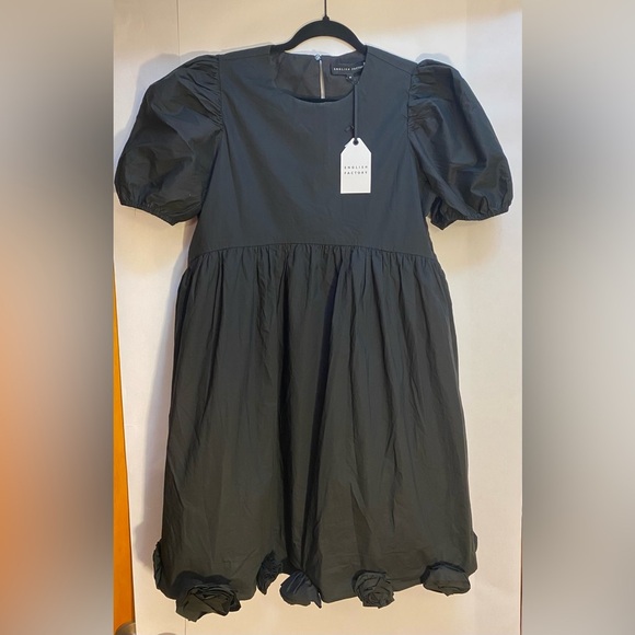 English Factory Women's Poplin Corsage Mini Dress, Black Size Medium NWT - Picture 8 of 16